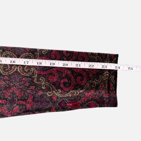 Linda Leal Velvet Tunic Top Paisley Red Gold Print Long Sleeve Women's (Size L) - Picture 5 of 8